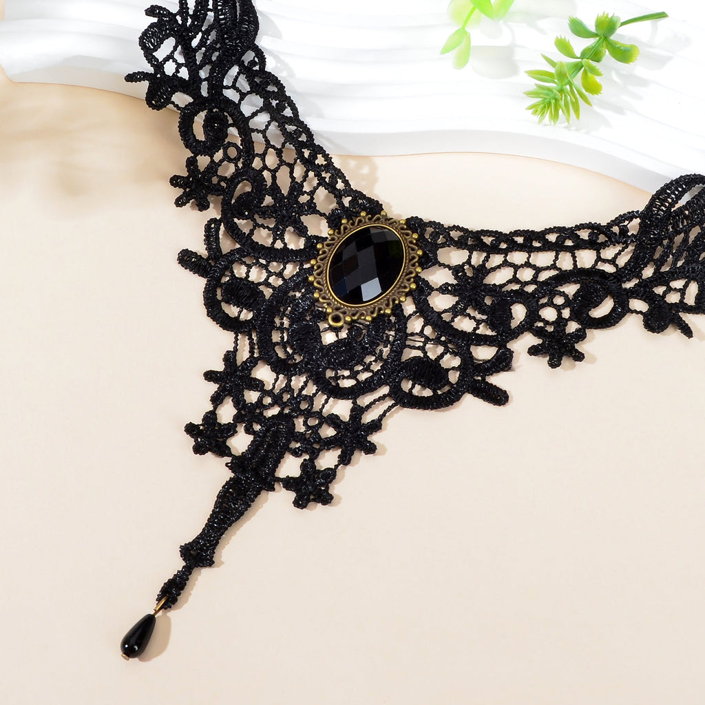 Vintage Gothic Black Hollow Lace Choker Tattoo Collar Necklace Cosplay