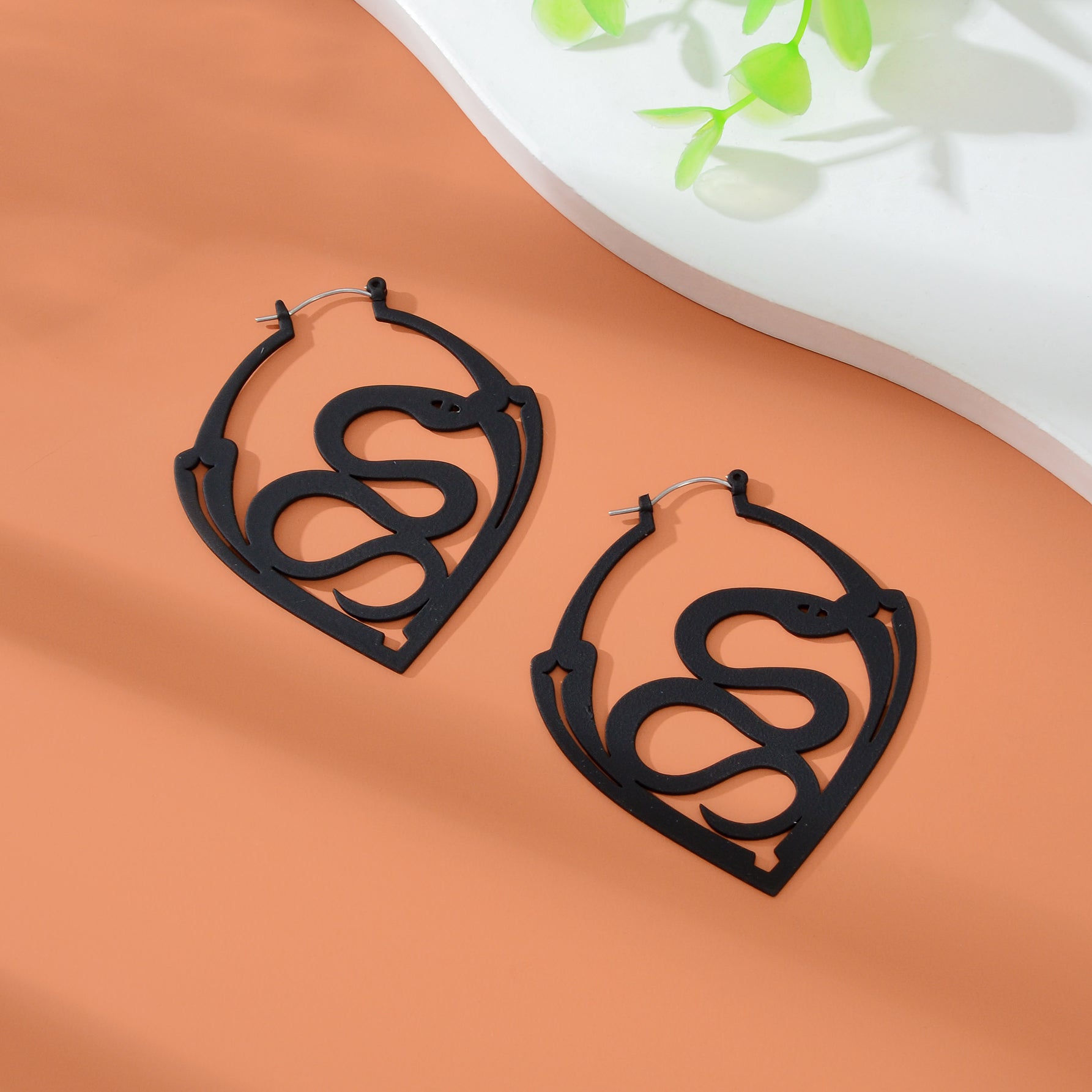 Gothic Black Snake Geometric Big Statement Dangle Earrings Party Daily