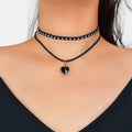Halloween Cosplay Jewellery 90s Gothic Layered Black Choker Heart