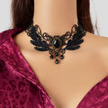 Black Hollow Collar Gothic Leaf Tattoo Lace Choker Costume Party