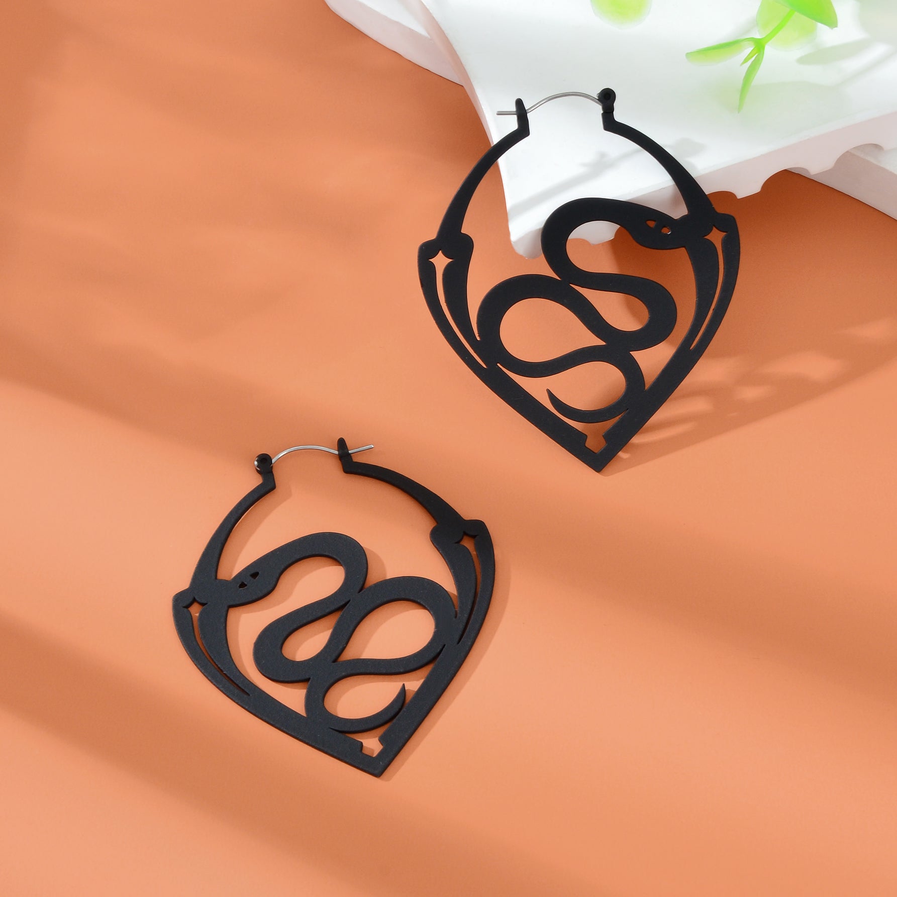 Gothic Black Snake Geometric Big Statement Dangle Earrings Party Daily