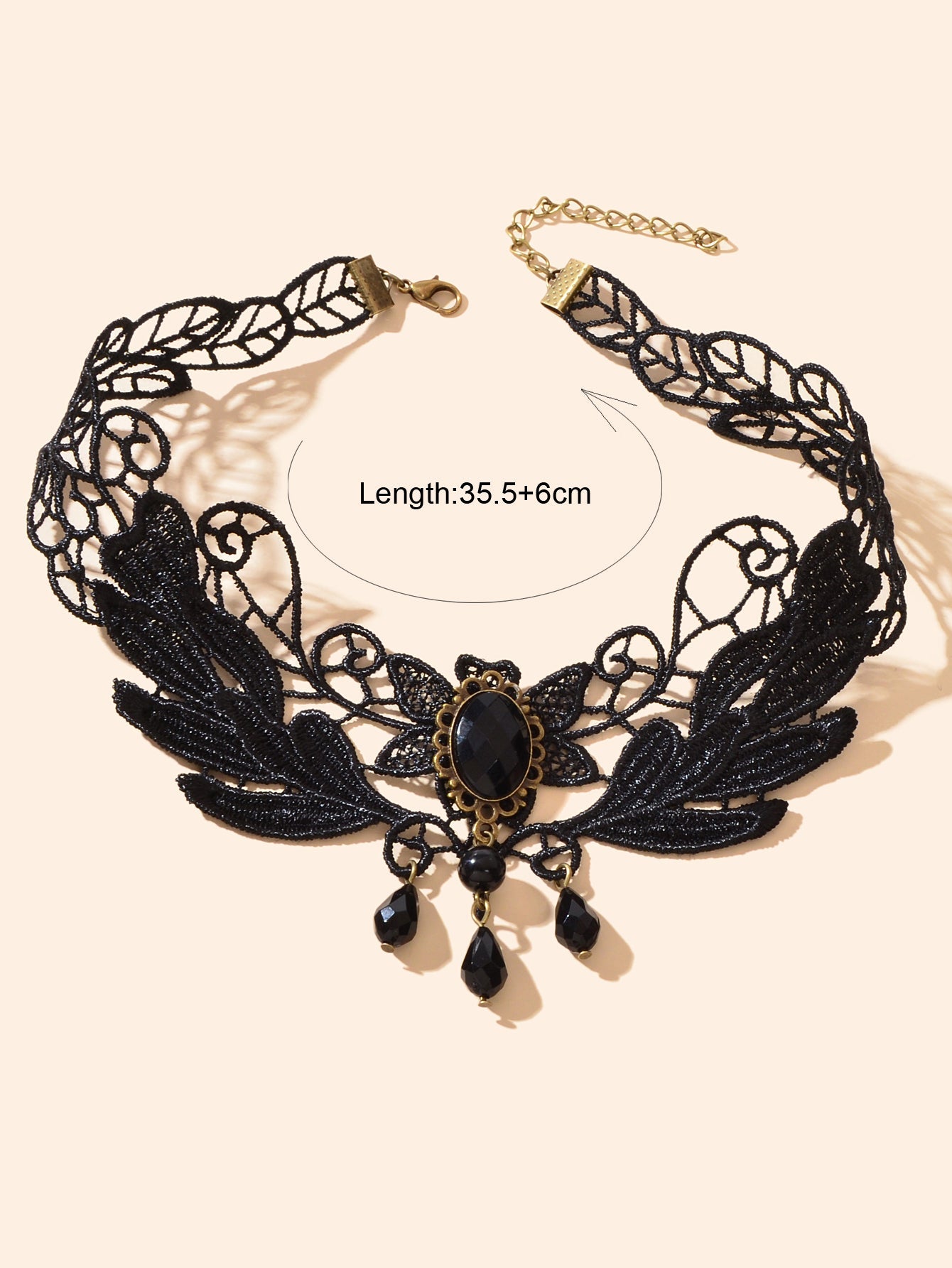 Black Hollow Collar Gothic Leaf Tattoo Lace Choker Costume Party