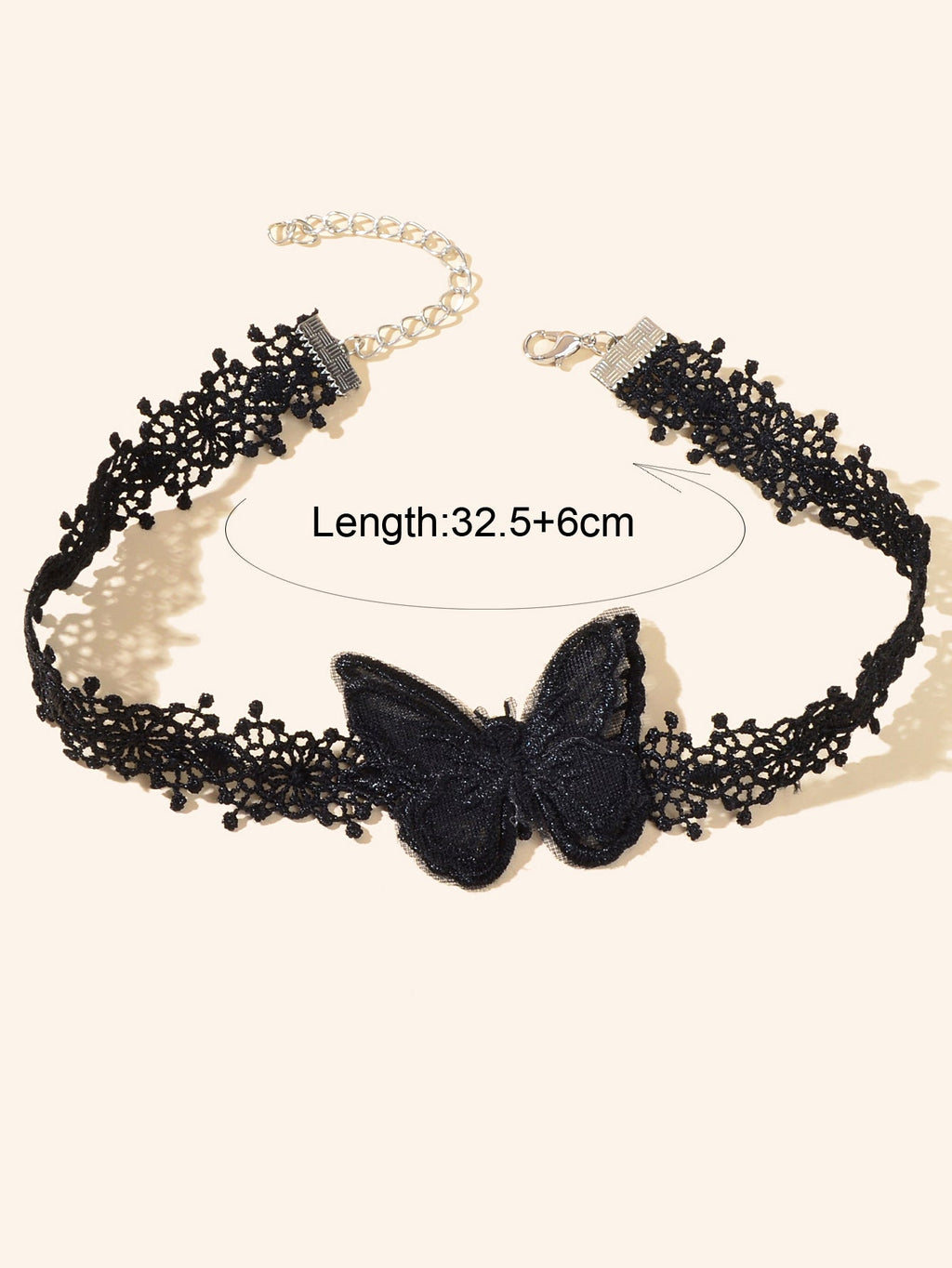 Retro Gothic Punk Black Lace Butterfly Tattoo Choker Costume Necklace