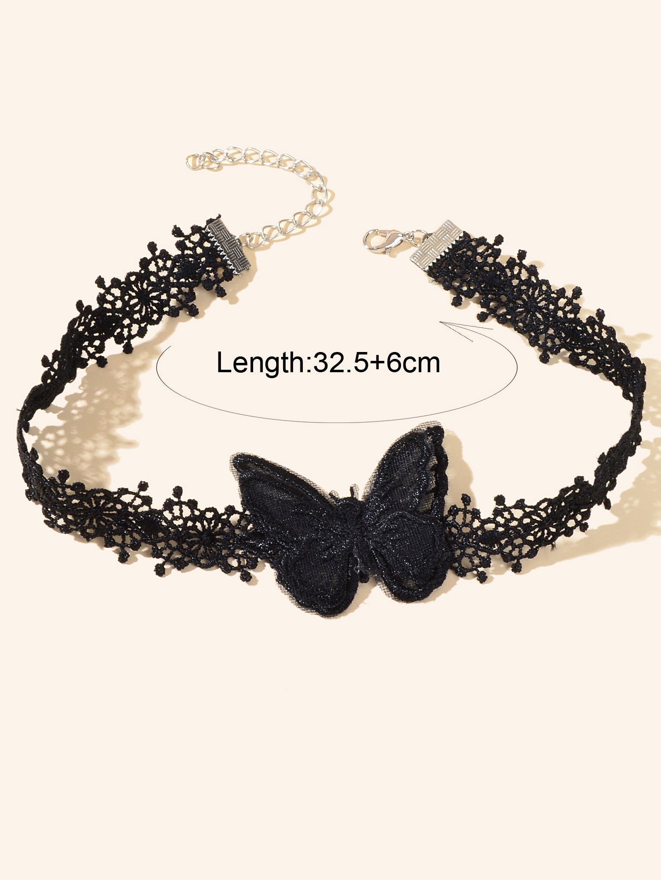 Retro Gothic Punk Black Lace Butterfly Tattoo Choker Costume Necklace