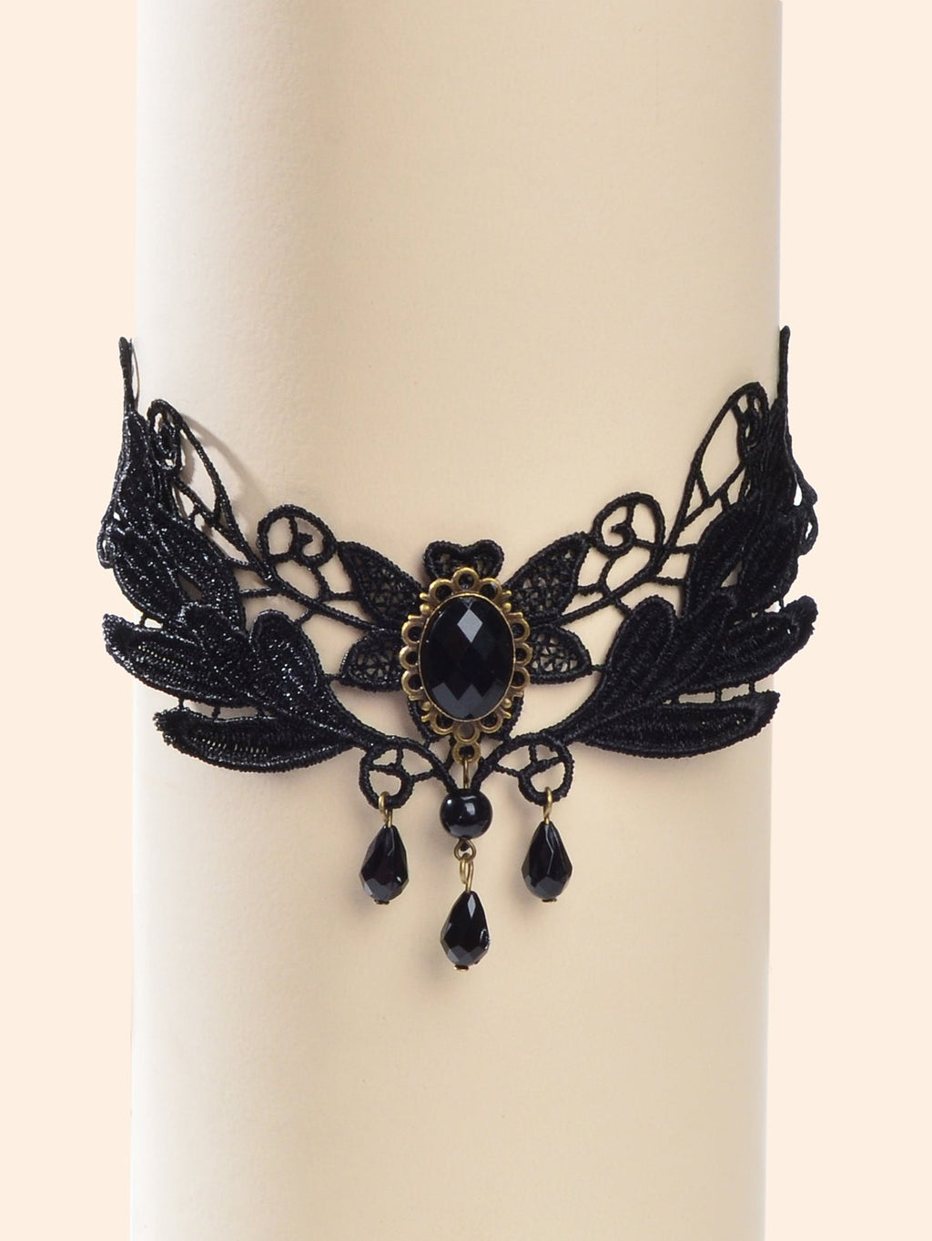 Black Hollow Collar Gothic Leaf Tattoo Lace Choker Costume Party