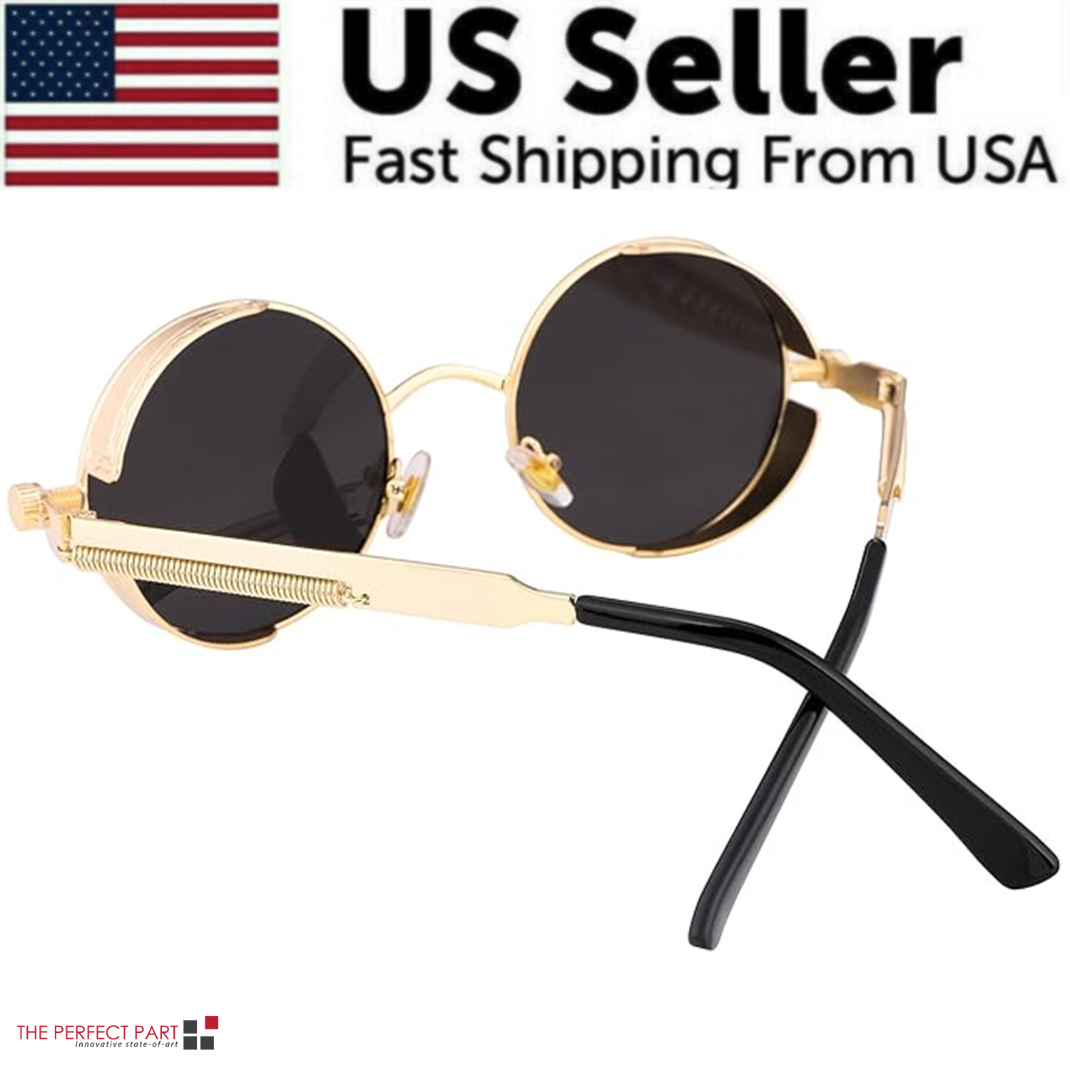 Retro Round Polarized Sunglasses Men Women Vintage Gothic Steampunk