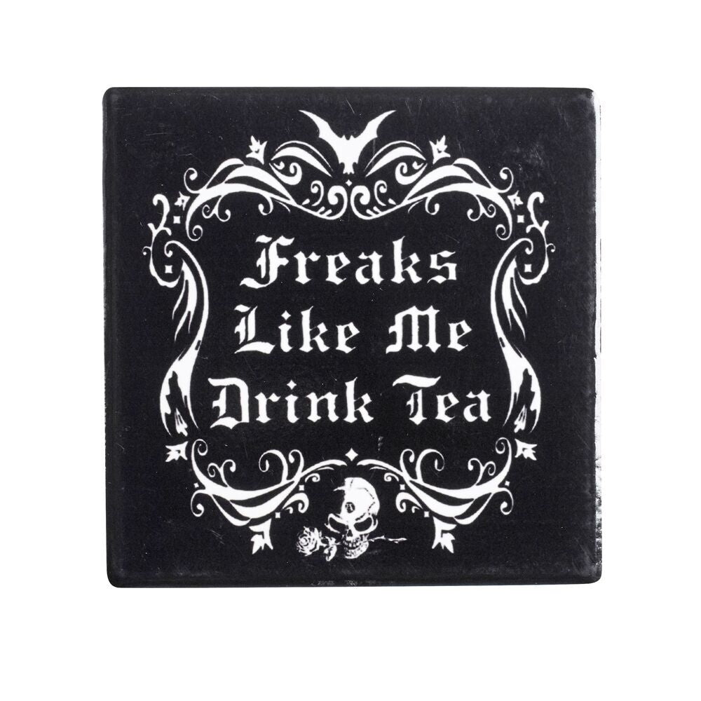 Alchemy Gothic CC5 Ceramic Freaks Like Me Drink Tea Individual Coaster