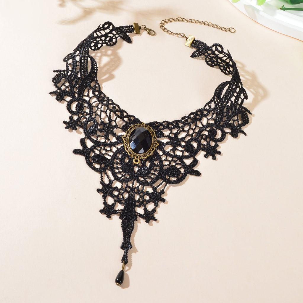 Vintage Gothic Black Hollow Lace Choker Tattoo Collar Necklace Cosplay