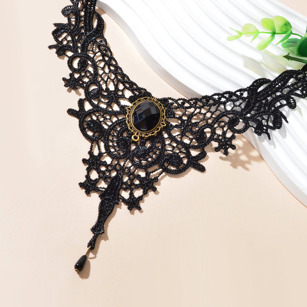 Vintage Gothic Black Hollow Lace Choker Tattoo Collar Necklace Cosplay