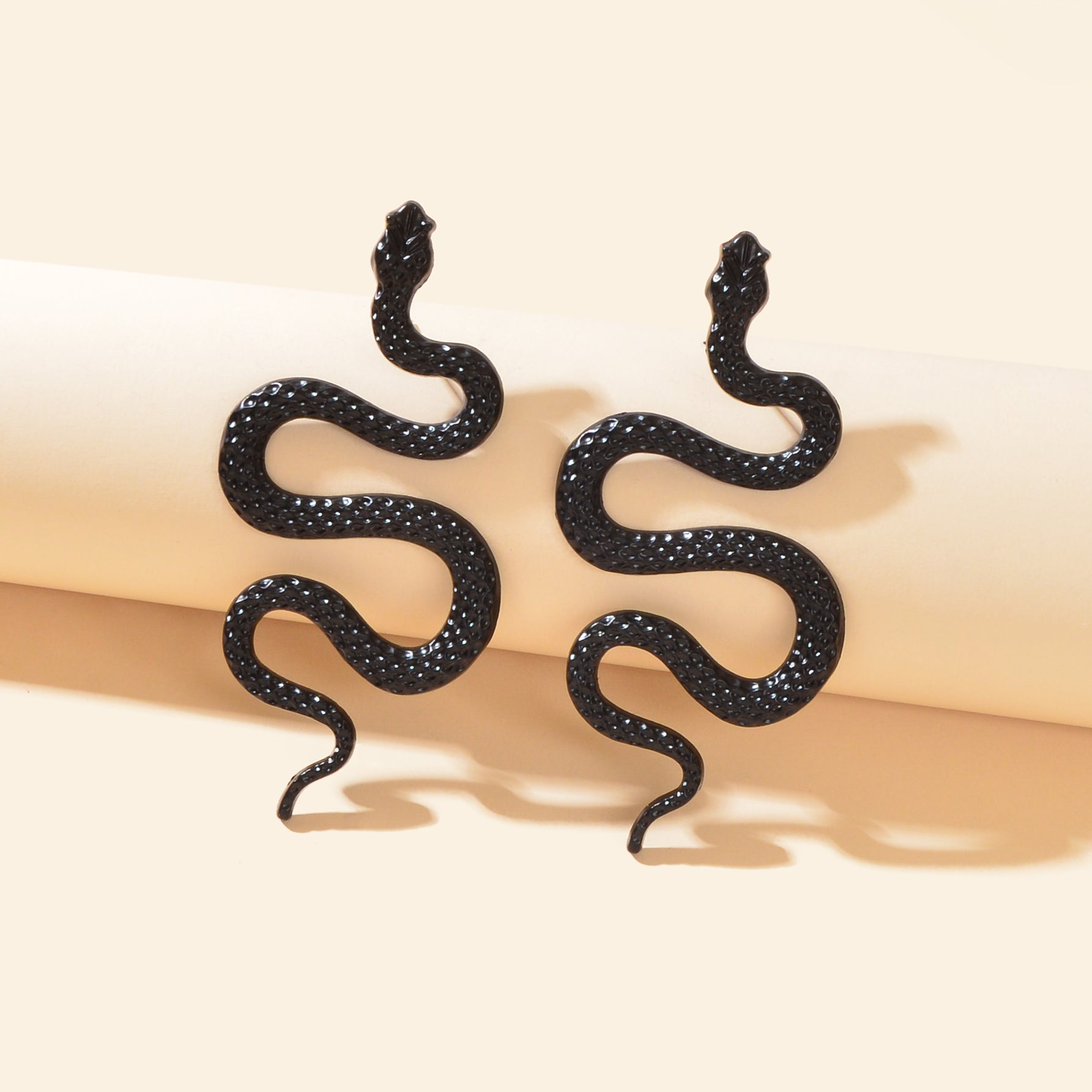 Punk Gothic Big Black Snake Stud Statement Earrings Party Decoration