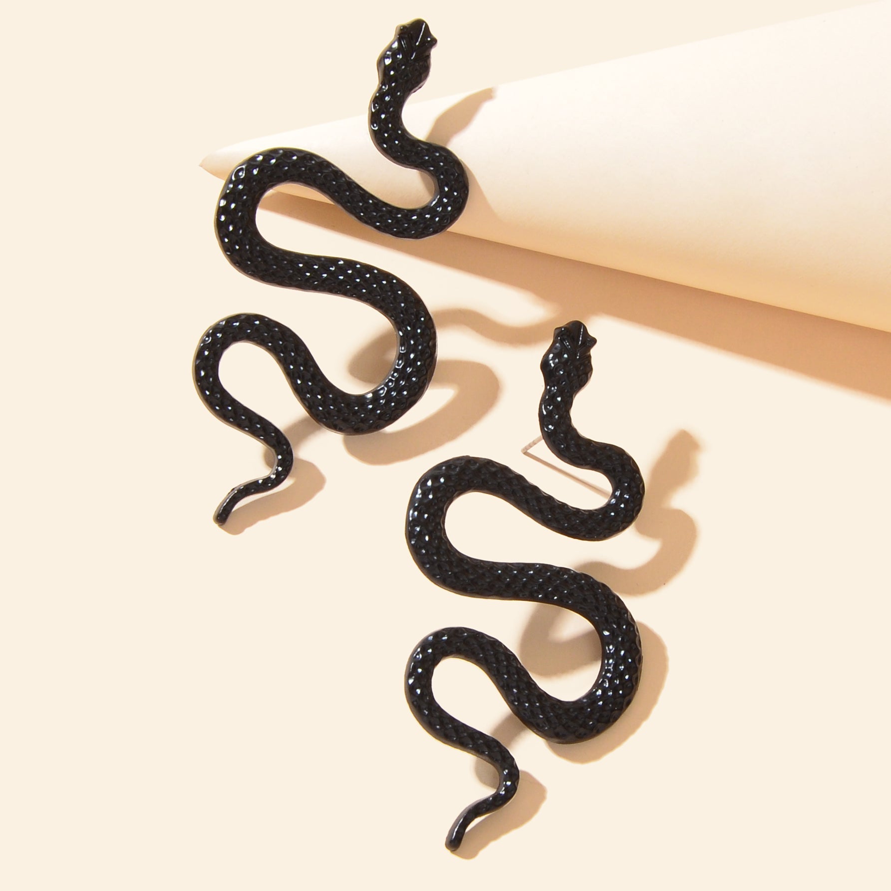 Punk Gothic Big Black Snake Stud Statement Earrings Party Decoration