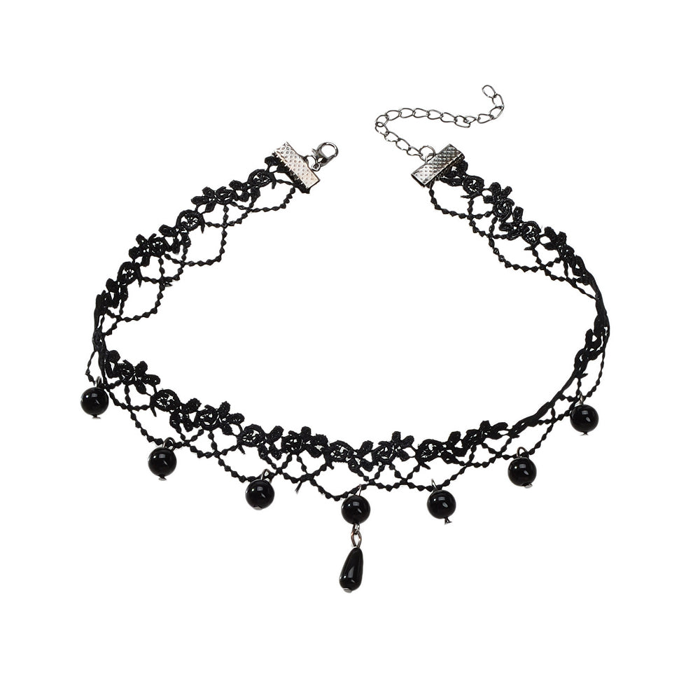 Black Lace Choker Water Drop Gothic Necklace Punk Collar Halloween