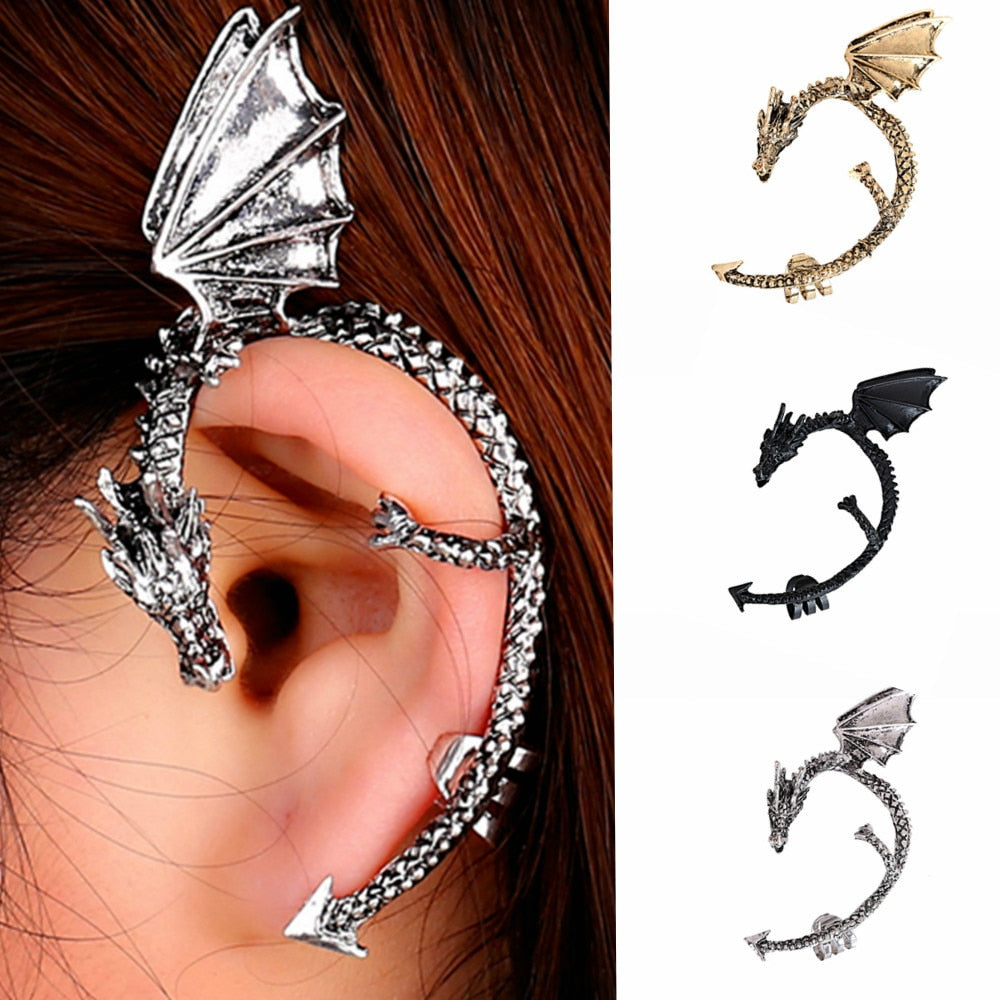 Retro Vintage Gothic Rock Punk Twine Dragon Shape