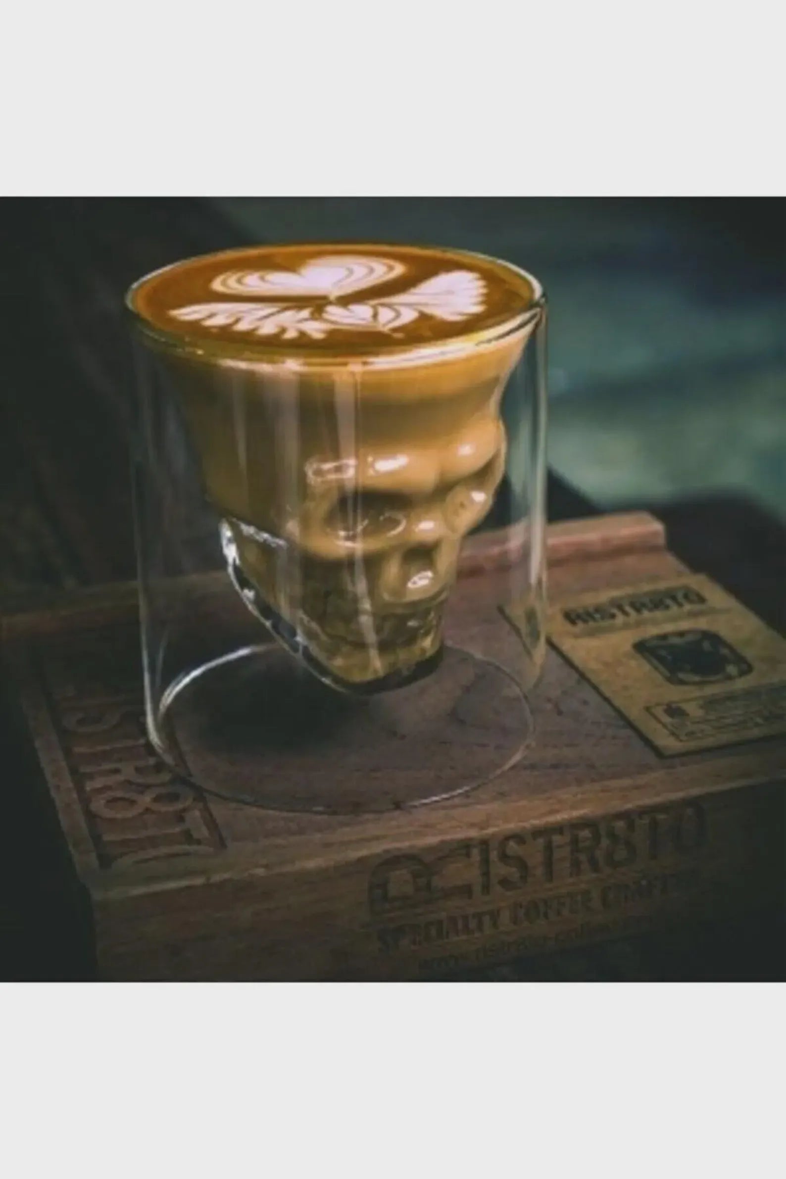 Handmade Skull Double Wall Glass Cup Gothic Coffee Mug