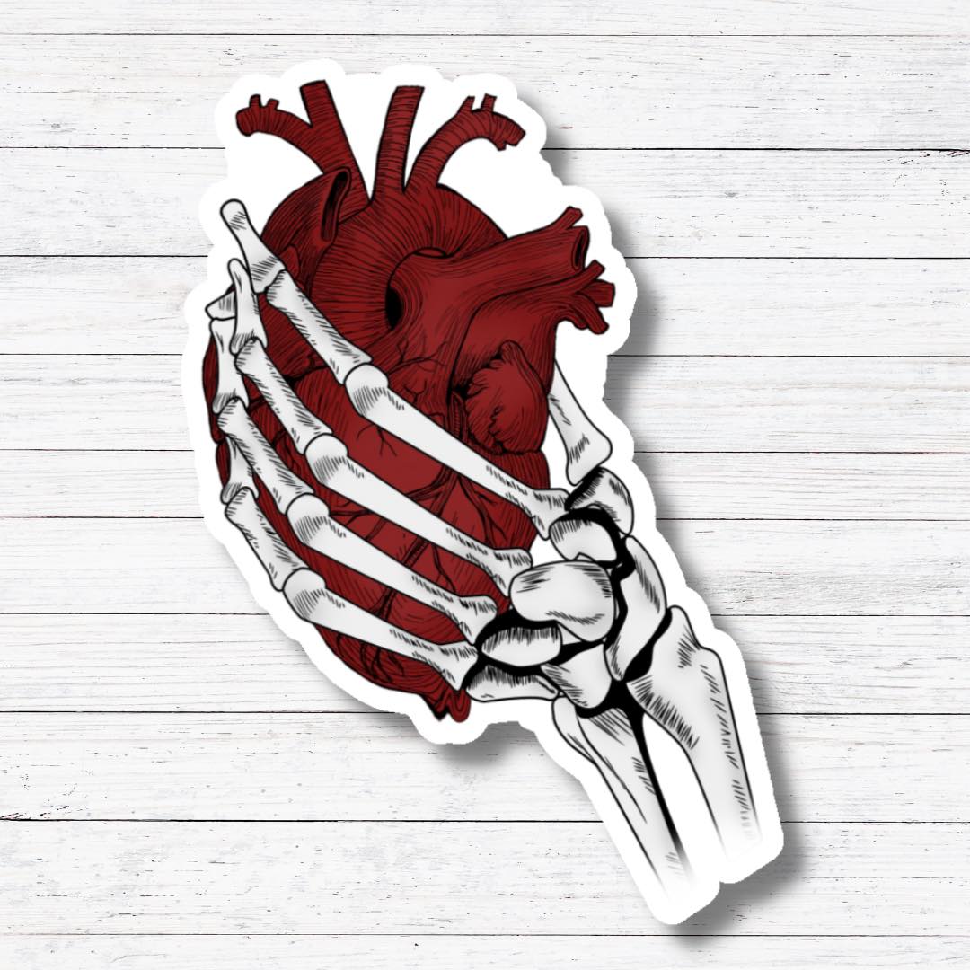 Heart in Hand-Gothic Valentines Day Sticker/Magnet