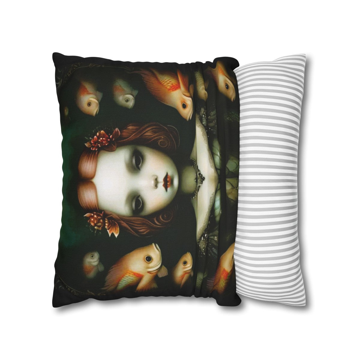Whispers of the Deep Gothic Mermaid Throw Pillow Cover