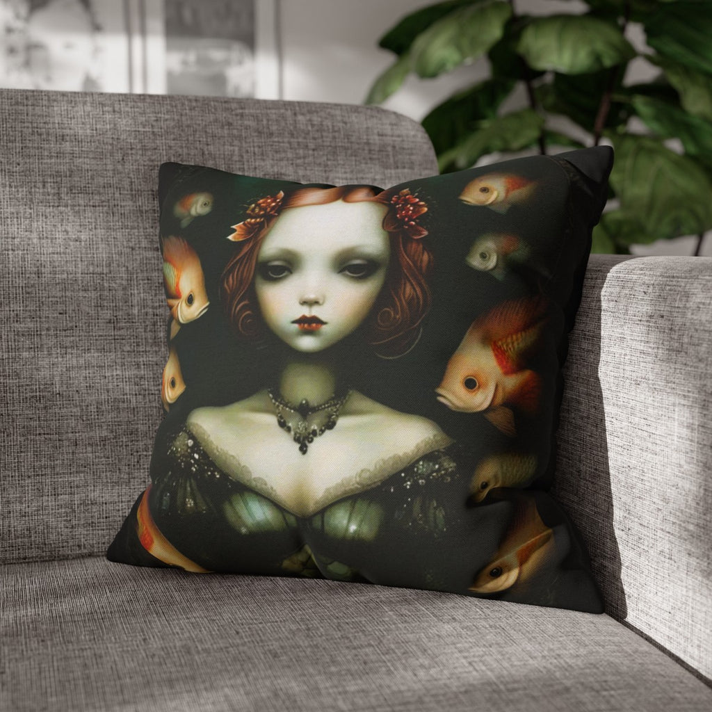Whispers of the Deep Gothic Mermaid Throw Pillow Cover