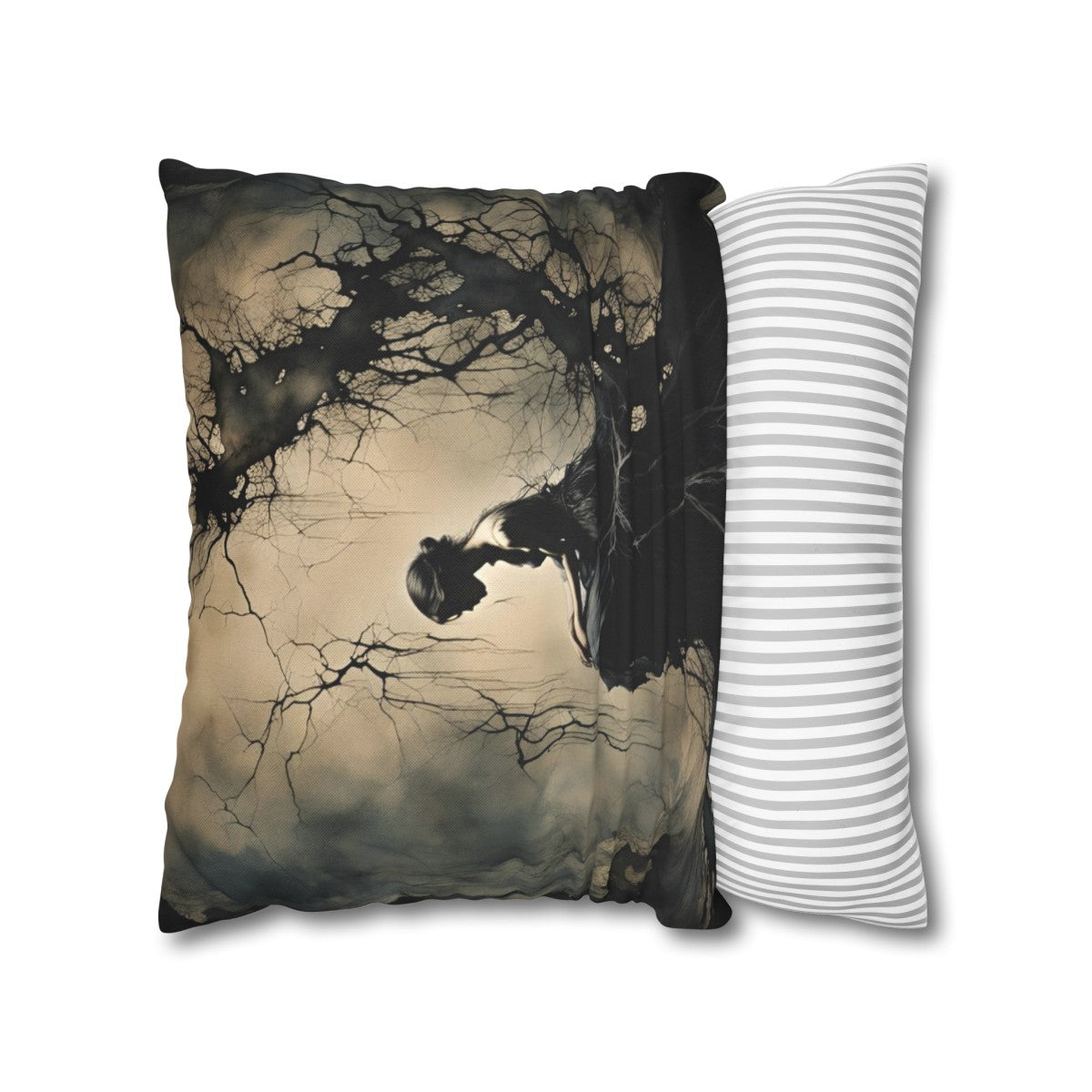 Gothic Allure - Shadowed Whispers Fairy Throw Pillow Cover